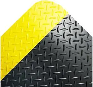 Crown CD0035YB Industrial Deck Plate Anti-Fatigue Mat, Vinyl, 36 x 60, Black/Yellow Border