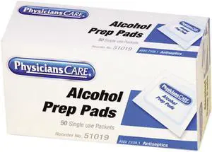 PhysiciansCare 51019 Alcohol Pads, 50 Pads/Box