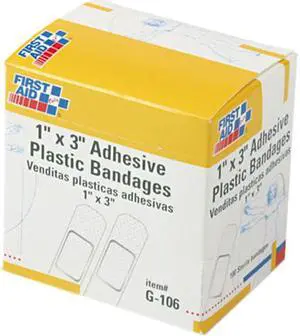 Plastic Adhesive Bandages,1 x 3, 100/Box