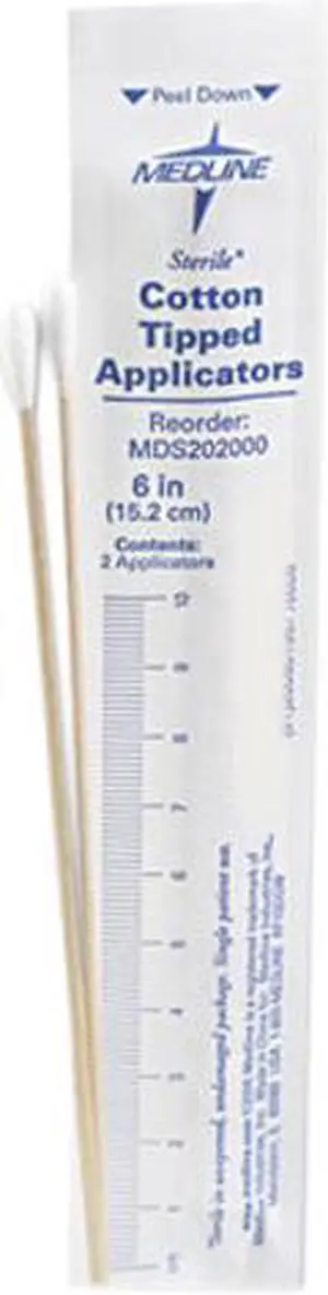 Medline MDS202000 Cotton-Tipped Applicators, 6", 100 Applicators/Box
