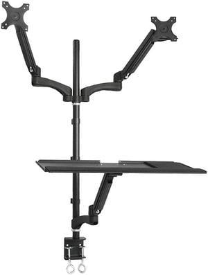 TygerClaw Gas Spring Sit-Stand Workstation for Dual Monitors TYDS1022AABLK