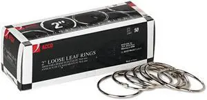 ACCO ACC72205 Metal Book Rings, 2" Diameter, 50 Rings/Box