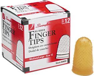 Swingline 54032 Rubber Finger Tips, Size 12, Medium/Large, Amber, 12/Pack