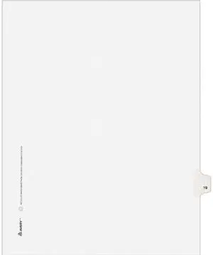 Avery 01019 Avery-Style Legal Side Tab Divider, Title: 19, Letter, White, 25/Pack
