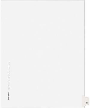 Avery 01025 Avery-Style Legal Side Tab Divider, Title: 25, Letter, White, 25/Pack