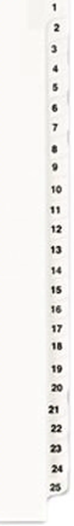 Avery 01330 Avery-Style Legal Side Tab Divider, Title: 1-25, Letter, White, 1 Set