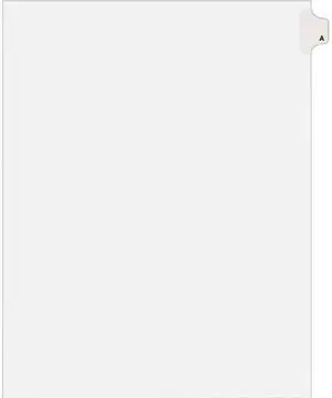 Avery 01401 Avery-Style Legal Side Tab Dividers, One-Tab, Title A, Letter, White, 25/Pack
