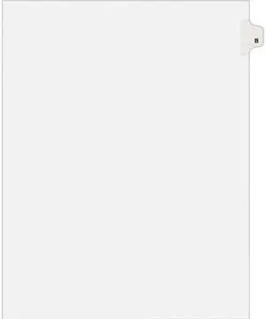 Avery 01402 Avery-Style Legal Side Tab Dividers, One-Tab, Title B, Letter, White, 25/Pack