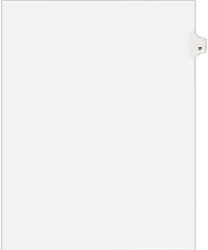 Avery 01404 Avery-Style Legal Side Tab Dividers, One-Tab, Title D, Letter, White, 25/Pack
