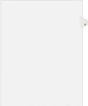 Avery 01405 Avery-Style Legal Side Tab Dividers, One-Tab, Title E, Letter, White, 25/Pack