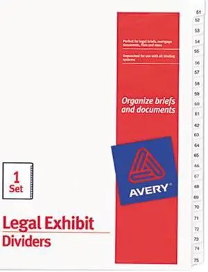 Avery 01703 Collated Legal Dividers Allstate Style, Letter Size, 51-75 Tab Set (1703)