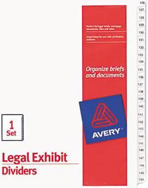 Avery 01706 Allstate-Style Legal Side Tab Dividers, 25-Tab, 126-150, Letter, White, 25/Set