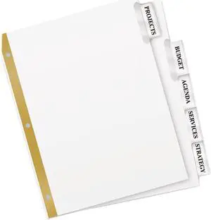 Avery 11122 WorkSaver Big Tab Dividers, Clear Tabs, 5-Tab, Letter, White
