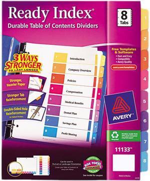 Avery Ready Index Customizable Table of Contents Multicolor Dividers 8-Tab