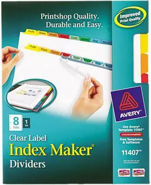 Avery 11407 Index Maker White Dividers, Multicolor 8-Tab, Letter