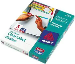 Avery 11423 Index Maker Divider w/Multicolor Tabs, 5-Tab, Letter, 25 Sets/Box