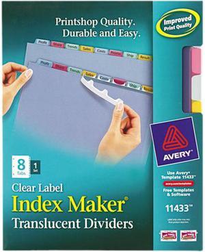 Avery 11433 Index Maker Clear Label Punched Dividers, Multicolor 8-Tab, Letter