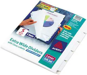 Avery 11440 Index Maker Clear Label Dividers, 5-Tab, 11 1/4 x 9 1/4, 5 Sets