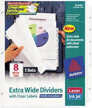 Avery 11441 Index Maker Clear Label Dividers, 8-Tab, 11 1/4 x 9 1/4, 5 Sets
