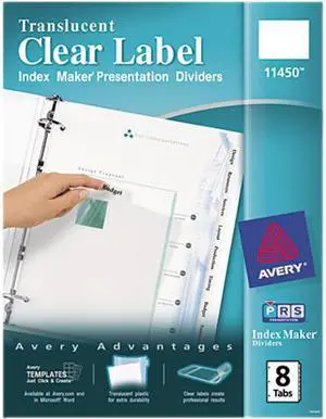 Avery 11450 Index Maker Clear Label Punched Dividers, 8-Tab, Letter
