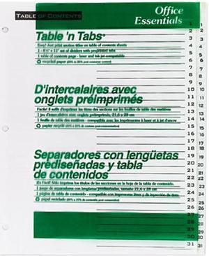 Avery 11680 Office Essentials Table 'N Tabs Dividers, 31-Tab, 1-31, Letter, White, 1 Set