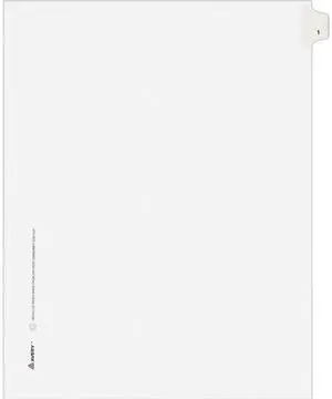 Avery 11911 Avery-Style Legal Side Tab Divider, Title: 1, Letter, White, 25/Pack