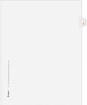 Avery 11915 Avery-Style Legal Side Tab Divider, Title: 5, Letter, White, 25/Pack
