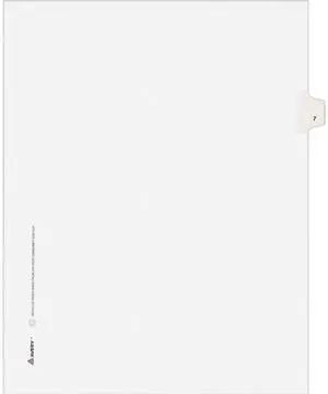 Avery 11917 Avery-Style Legal Side Tab Divider, Title: 7, Letter, White, 25/Pack