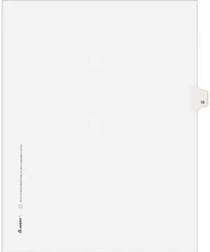 Avery 11920 Avery-Style Legal Side Tab Divider, Title: 10, Letter, White, 25/Pack