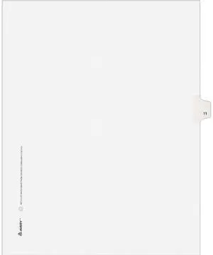 Avery 11921 Avery-Style Legal Side Tab Divider, Title: 11, Letter, White, 25/Pack