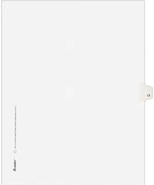 Avery 11923 Avery-Style Legal Side Tab Divider, Title: 13, Letter, White, 25/Pack