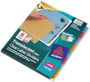 Avery 12433 Index Maker Clear Label Punched Dividers, Multicolor 8-Tab, Letter, 5 Sets/Pack