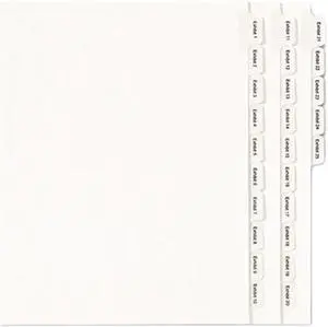 Avery 82106 Allstate-Style Legal Side Tab Dividers, 25-Tab, 1-25, Letter, White, 25/Set