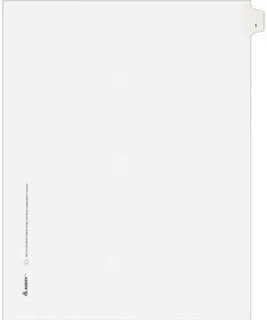 Avery 82199 Allstate-Style Legal Side Tab Divider, Title: 1, Letter, White, 25/Pack