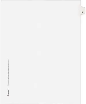 Avery 82200 Allstate-Style Legal Side Tab Divider, Title: 2, Letter, White, 25/Pack