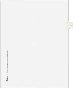 Avery 82205 Allstate-Style Legal Side Tab Divider, Title: 7, Letter, White, 25/Pack