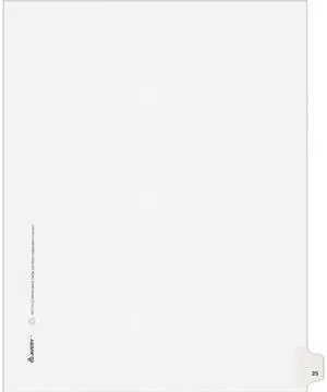 Avery 82223 Allstate-Style Legal Side Tab Divider, Title: 25, Letter, White, 25/Pack
