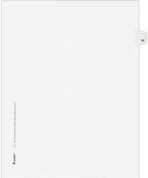 Avery 82228 Allstate-Style Legal Side Tab Divider, Title: 30, Letter, White, 25/Pack