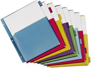Cardinal 84013 Poly Expanding Pocket Index Dividers, 8-Tab, Letter, Assorted, 8/Set