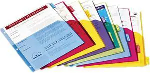 Cardinal 84017 Poly 1-Pocket Index Dividers, Letter, Assorted, 8-Tabs/Set, 4 Sets/Pack