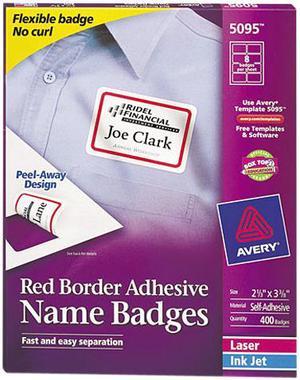 Avery 5095 Flexible Self-Adhesive Laser/Inkjet Name Badge Labels, 400/Bx