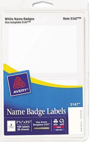 Avery 5147 Print/Write Self-Adhesive Name Badges, 100 / Pack