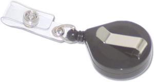 Deluxe Retractable ID Card Reel, 24" Extension, Black, 12/Box