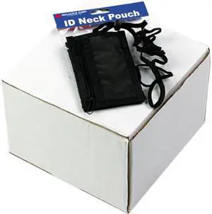 Advantus 75453 ID Badge Holder w/Convention Neck Pouch, Vertical, 2 1/4w x 3 1/2, Black, 12/PK