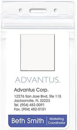Advantus 75524 Resealable ID Badge Holder, Vertical, 2 5/8w x 3 3/4h, Clear, 50/Pack