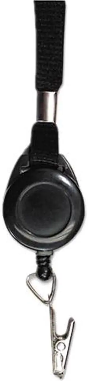 Advantus 75549 Lanyards with Retractable ID Reels, Clip Style, 36" Long, Black, 12/Box