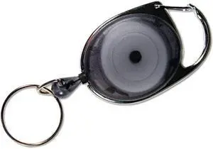 Carabiner-Style Retractable ID Reel, 30" Extension, Smoke, 6/Pack