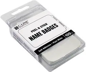 C-line 92277 Self-Adhesive Name Badges, 2 x 3-1/2, White, 100/Box