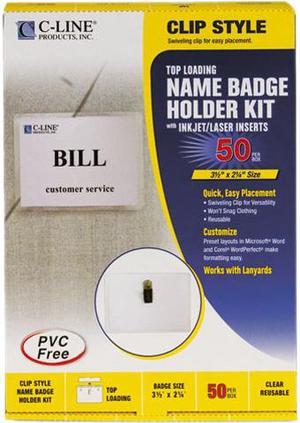 C-line 95523 Badge Holder Kits, Top Load, 2-1/4 x 3-1/2, White, 50/Box