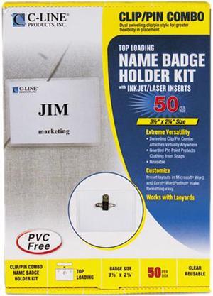 C-line 95723 Badge Holder Kits, Top Load, 2-1/4 x 3-1/2, White, 50/Box